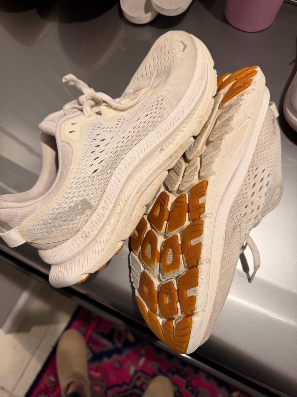 Hoka One One Women's Cream / Off-White Athletic Shoes - Picture 2 of 8